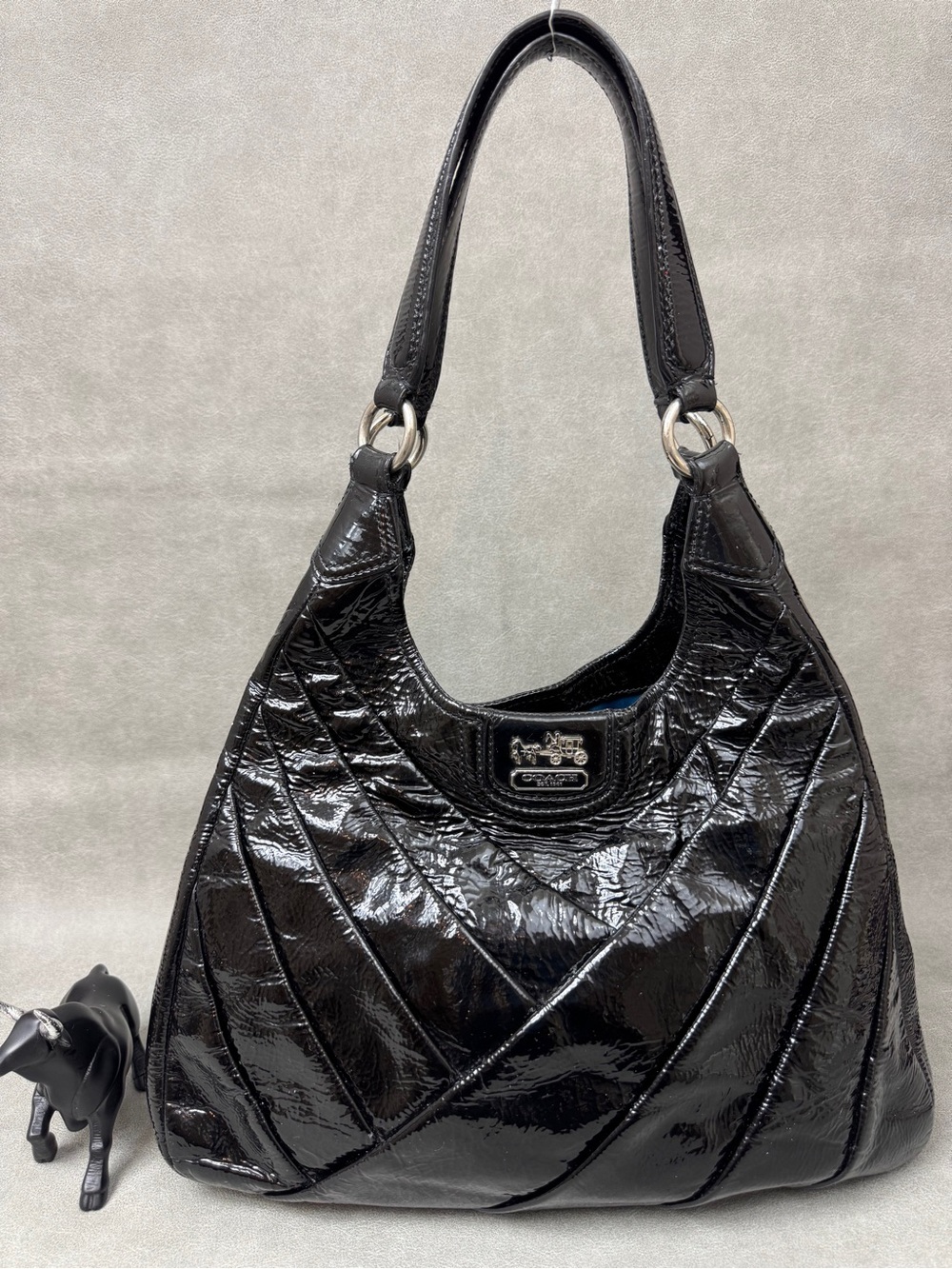 Coach Black Patent Quilted Shoulder Bag
